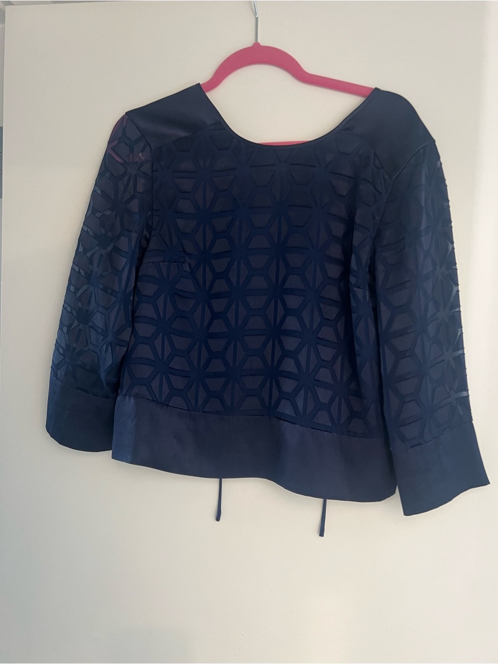 Armani Exchange Navy Geometric Lace Blouse